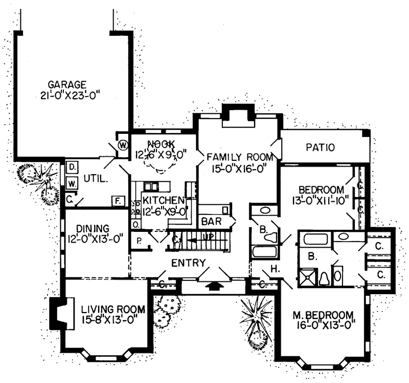 Traditional House Plan First Floor - Martha  Mill Country Home 038D-0147 - Shop House Plans and More