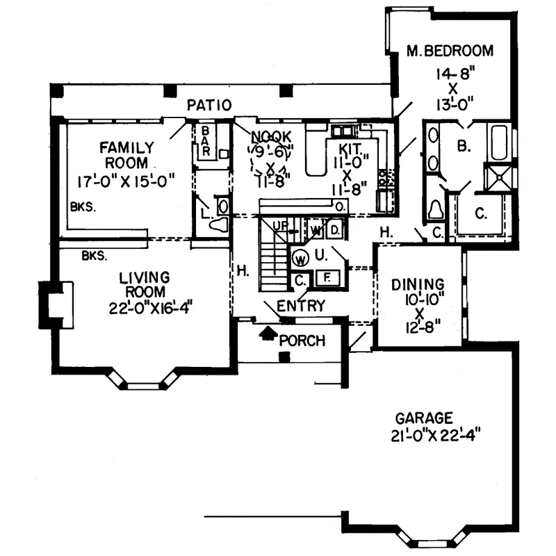 Traditional House Plan First Floor - Cherry Hill European Home 038D-0149 - Search House Plans and More