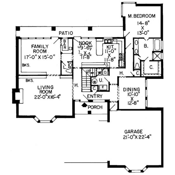 Southern House Plan First Floor - Cherry Hill European Home 038D-0149 - Search House Plans and More