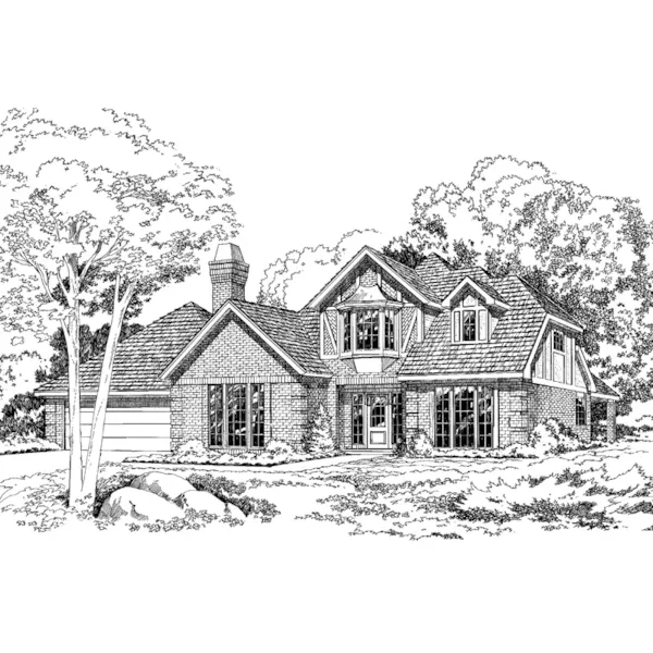 Tudor House Plan Front of Home - Ridgebrook Tudor Home 038D-0151 - Shop House Plans and More