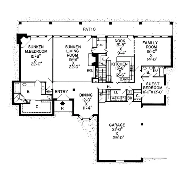 Modern House Plan First Floor - Firelight Shingle Style Home 038D-0152 - Search House Plans and More