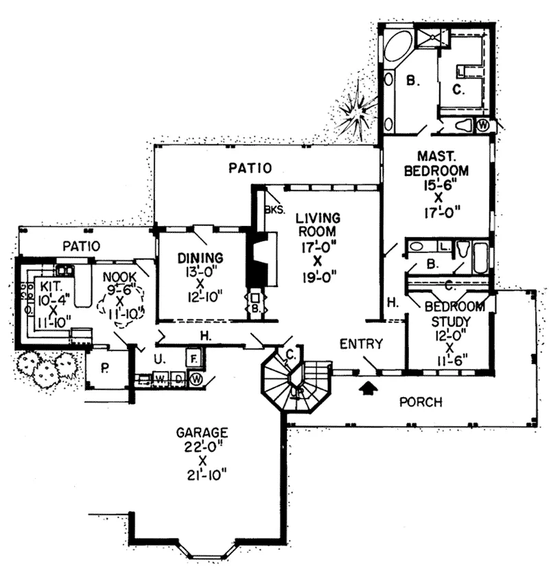 European House Plan First Floor - Bromley Park Tudor Home 038D-0153 - Search House Plans and More