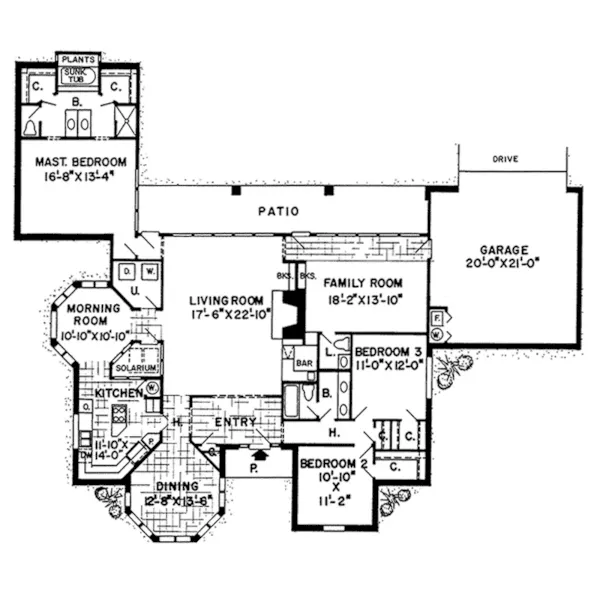 Modern House Plan First Floor - Kentbrooke Ranch Home 038D-0155 - Search House Plans and More