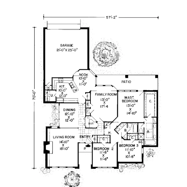 Ranch House Plan First Floor - Monteleone Ranch Home 038D-0158 - Shop House Plans and More