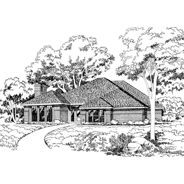 Ranch House Plan Front of Home - Monteleone Ranch Home 038D-0158 - Shop House Plans and More