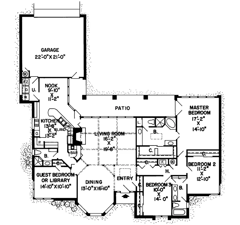 European House Plan First Floor - Bangert Contemporary Home 038D-0160 - Search House Plans and More