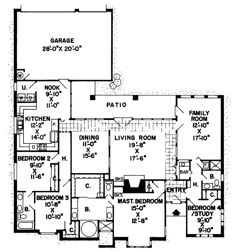 Modern House Plan First Floor - Halliday Ranch Home 038D-0162 - Search House Plans and More