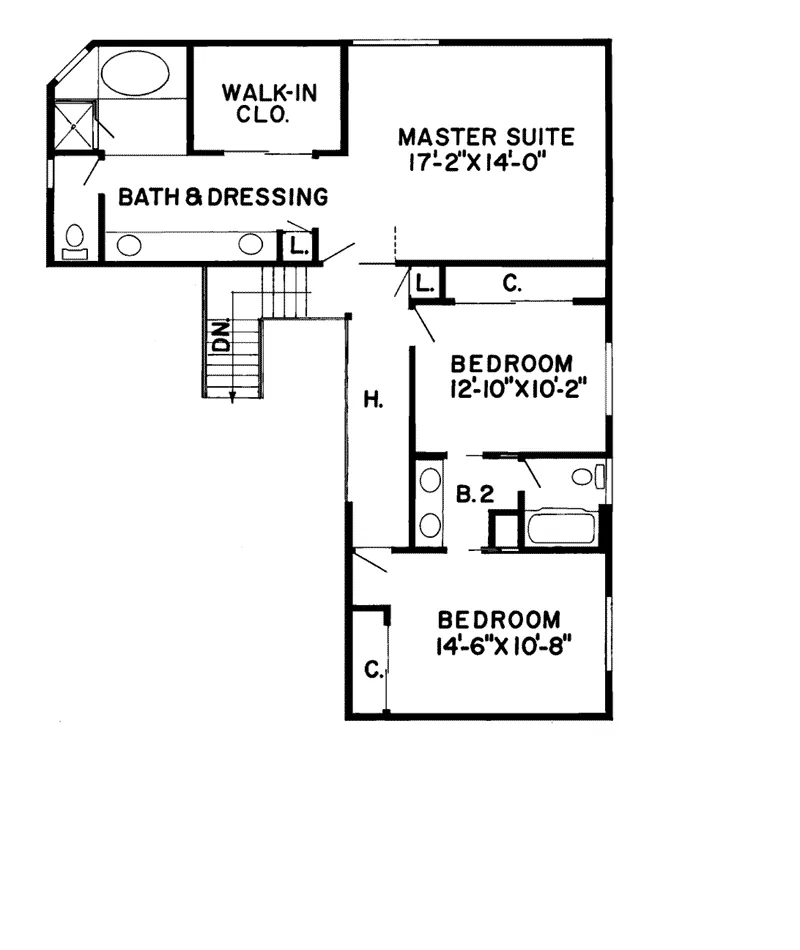 Traditional House Plan Second Floor - Teakwood Contemporary Home 038D-0172 - Shop House Plans and More