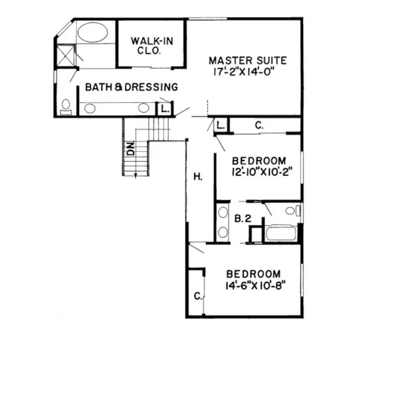 Southern House Plan Second Floor - Teakwood Contemporary Home 038D-0172 - Shop House Plans and More