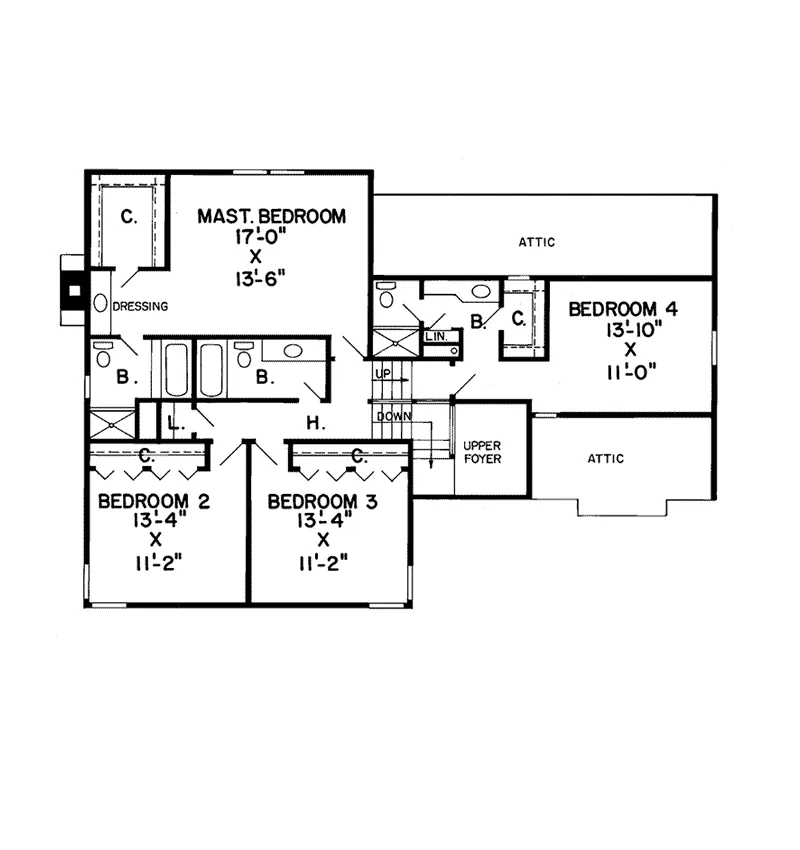 Tudor House Plan Second Floor - Primgarden Parc Tudor Home 038D-0179 - Shop House Plans and More