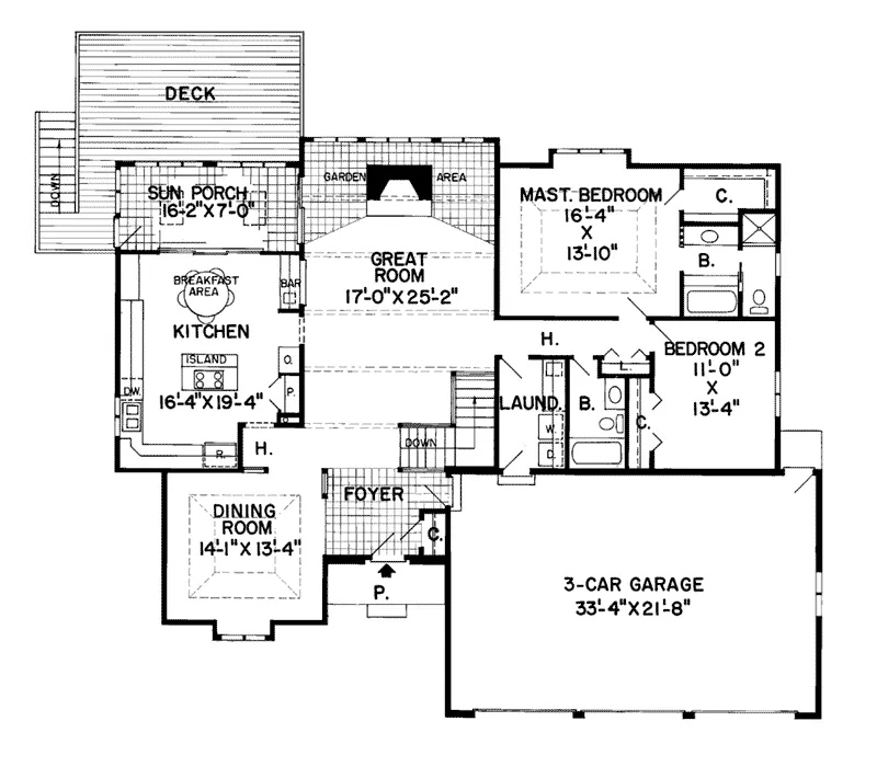 Sunbelt House Plan First Floor - Lancelot European Home 038D-0180 - Shop House Plans and More