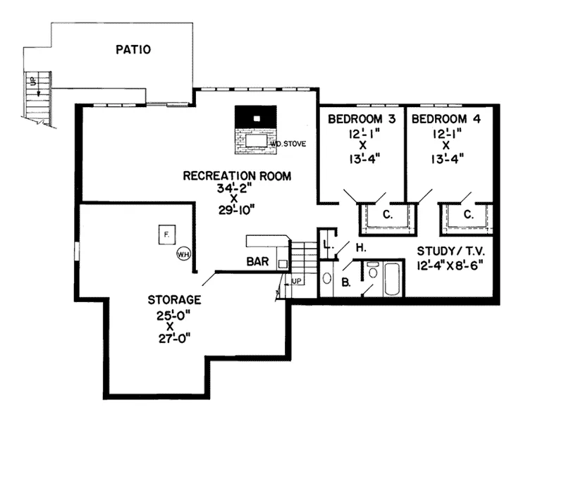 Sunbelt House Plan Lower Level Floor - Lancelot European Home 038D-0180 - Shop House Plans and More