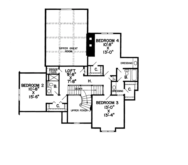 Contemporary House Plan Second Floor - Rhine Point European Home 038D-0182 - Shop House Plans and More