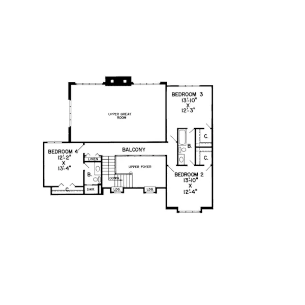 Farmhouse Plan Second Floor - Glenmill Country French Home 038D-0183 - Search House Plans and More