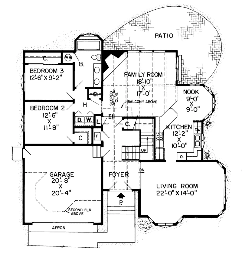 Traditional House Plan First Floor - Estuary Contemporary Home 038D-0185 - Search House Plans and More