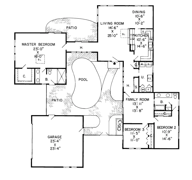 Modern House Plan First Floor - Marriott Contemporary Home 038D-0186 - Shop House Plans and More