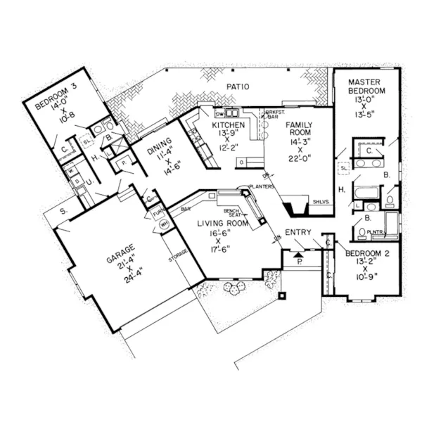 Southern House Plan First Floor - Tidewater Place Modern Home 038D-0187 - Shop House Plans and More