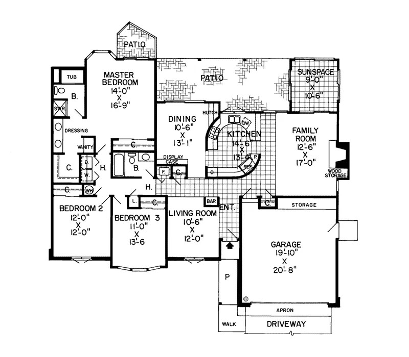 Ranch House Plan First Floor - Fairlake Ranch Home 038D-0190 - Search House Plans and More