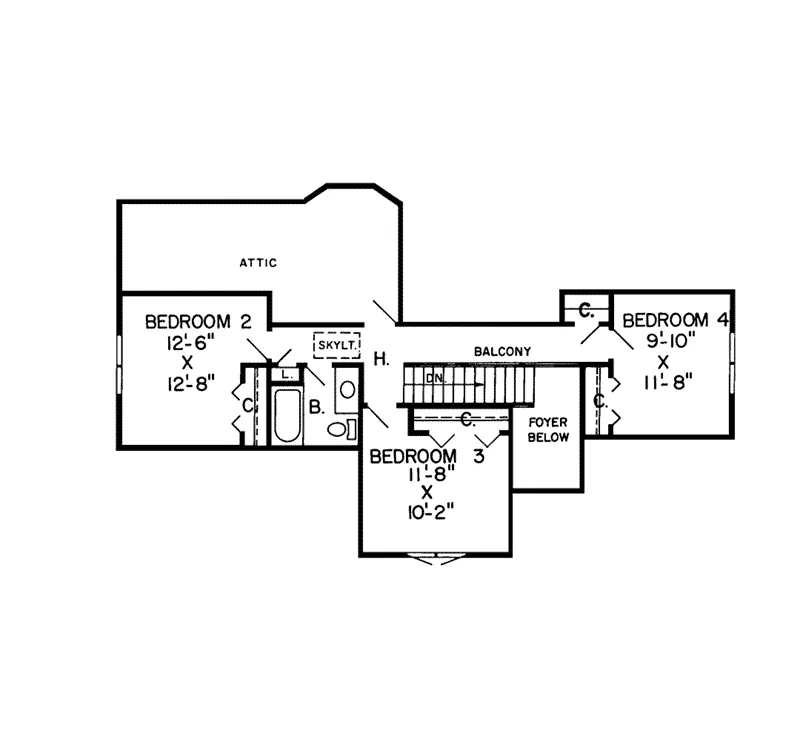 Southern House Plan Second Floor - Old Colony Tudor Home 038D-0193 - Shop House Plans and More