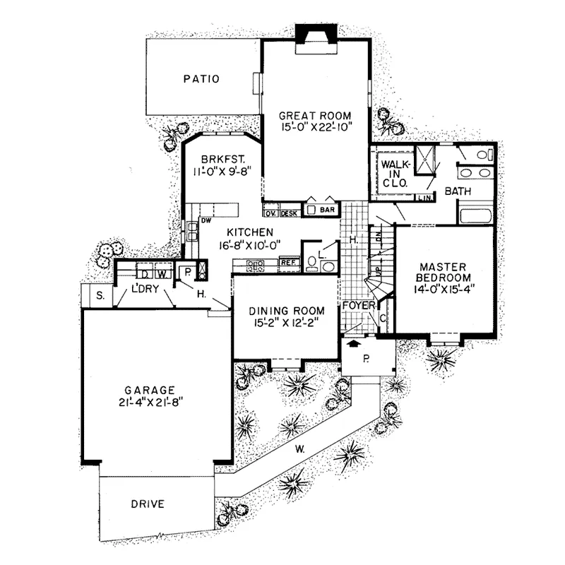 English Cottage House Plan First Floor - Kassidy Traditional Tudor Home 038D-0198 - Search House Plans and More