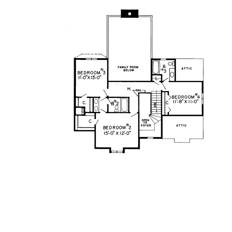 English Cottage House Plan Second Floor - Kassidy Traditional Tudor Home 038D-0198 - Search House Plans and More