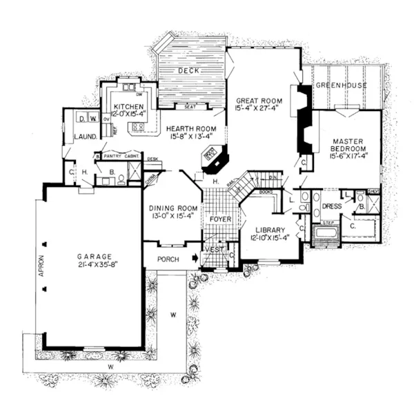 Traditional House Plan First Floor - Radnoor Rustic Tudor Home 038D-0199 - Shop House Plans and More