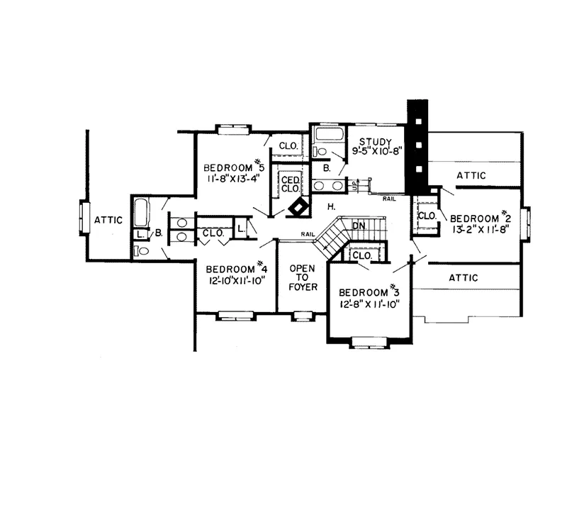 Southern House Plan Second Floor - Radnoor Rustic Tudor Home 038D-0199 - Shop House Plans and More