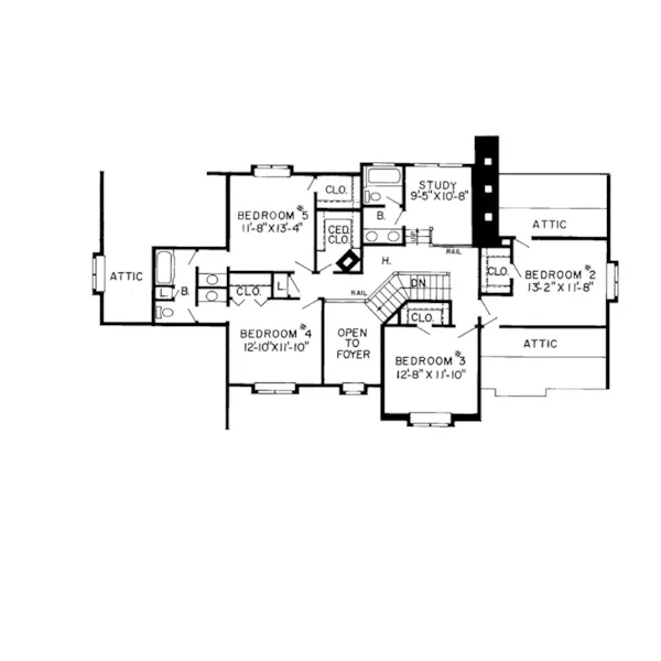 Traditional House Plan Second Floor - Radnoor Rustic Tudor Home 038D-0199 - Shop House Plans and More