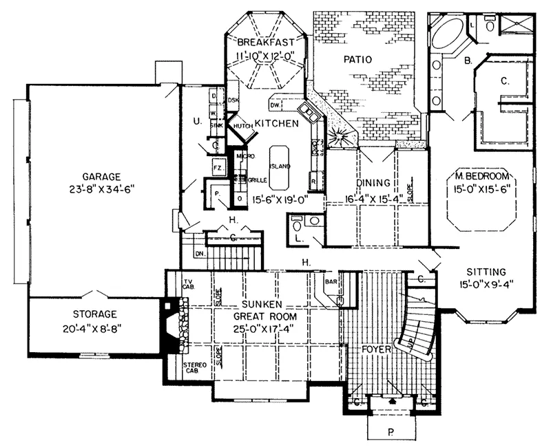 Country House Plan First Floor - Josey Place European Home 038D-0200 - Search House Plans and More