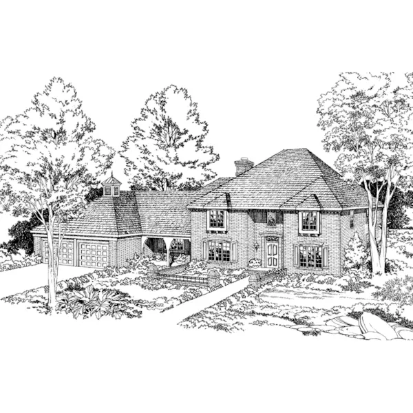 Southern House Plan Front of Home - Elvado Way European Home 038D-0201 - Search House Plans and More