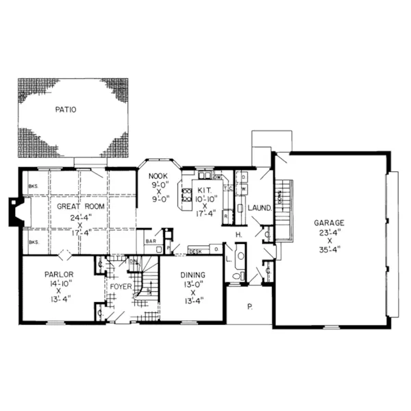 Cape Cod & New England House Plan First Floor - Clara Dean Cape Cod Home 038D-0202 - Search House Plans and More