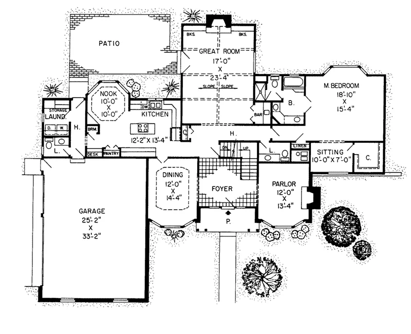 Farmhouse Plan First Floor - Haywood Hollow Tudor Home 038D-0203 - Search House Plans and More