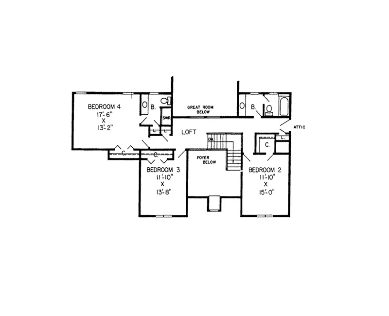 Tudor House Plan Second Floor - Haywood Hollow Tudor Home 038D-0203 - Search House Plans and More