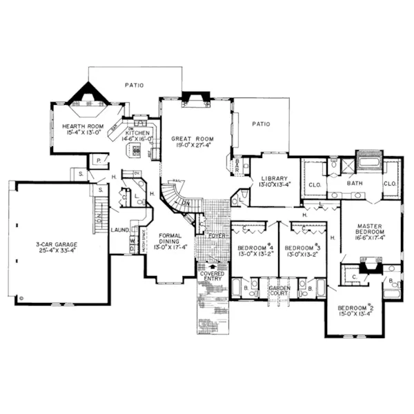 Traditional House Plan First Floor - Rishon Hill Country Ranch Home 038D-0204 - Shop House Plans and More