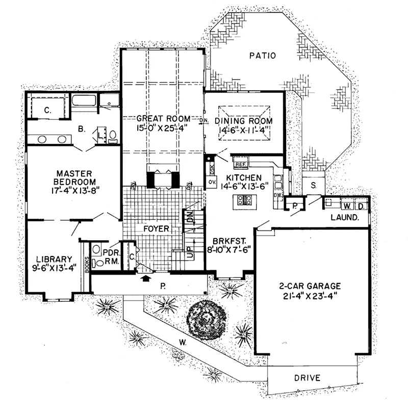 European House Plan First Floor - Carman Spring Tudor Style Home 038D-0206 - Search House Plans and More