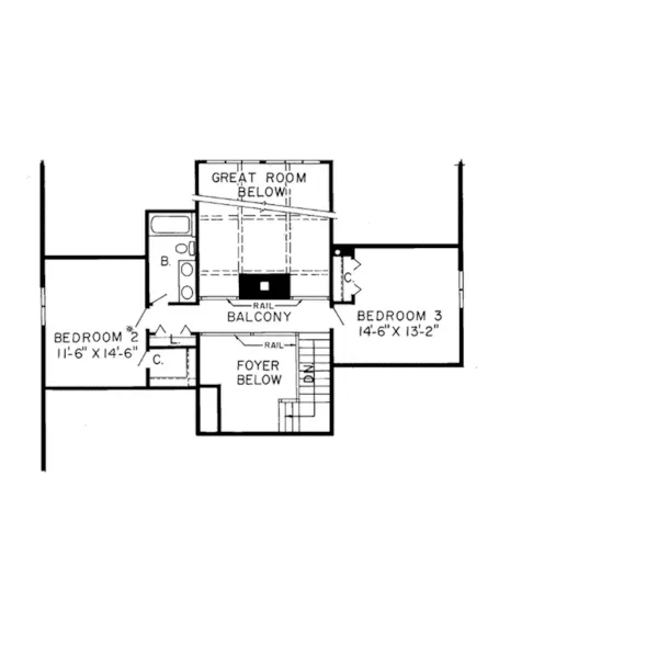 Traditional House Plan Second Floor - Carman Spring Tudor Style Home 038D-0206 - Search House Plans and More