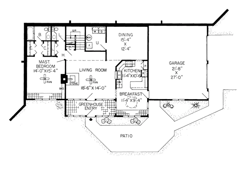 Lake House Plan First Floor - Talbert Contemporary Home 038D-0208 - Shop House Plans and More