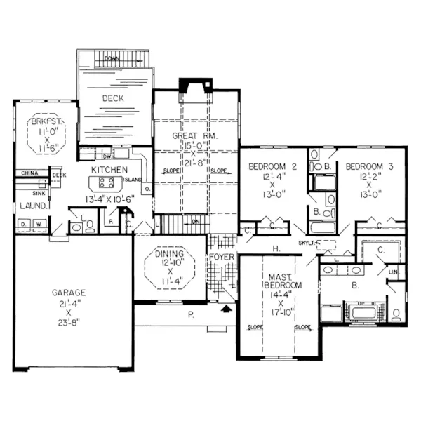 Modern House Plan First Floor - Northbrook Ranch Home 038D-0215 - Shop House Plans and More