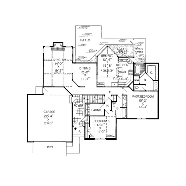 Country House Plan First Floor - Evers Place Ranch Home 038D-0218 - Search House Plans and More