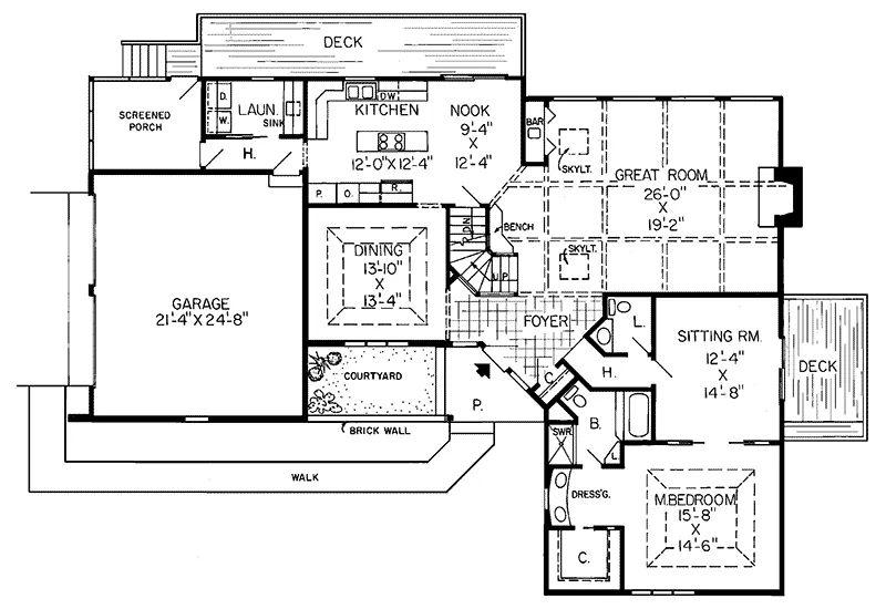 Country House Plan First Floor - Anneliese Modern Style Home 038D-0220 - Search House Plans and More