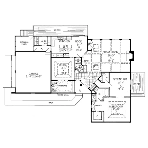 Contemporary House Plan First Floor - Anneliese Modern Style Home 038D-0220 - Search House Plans and More