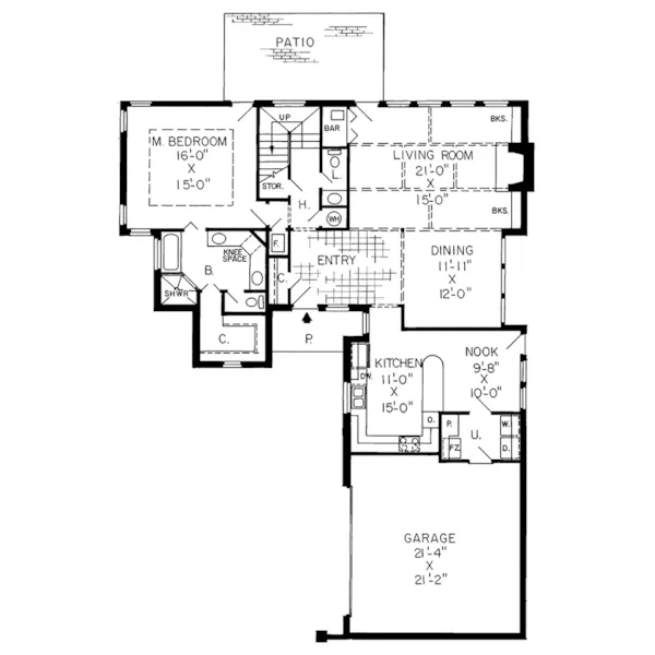 Southern House Plan First Floor - Parmelee Tudor Style Home 038D-0221 - Shop House Plans and More