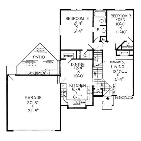 Cabin & Cottage House Plan First Floor - Quebec Rustic Cottage Home 038D-0223 - Shop House Plans and More