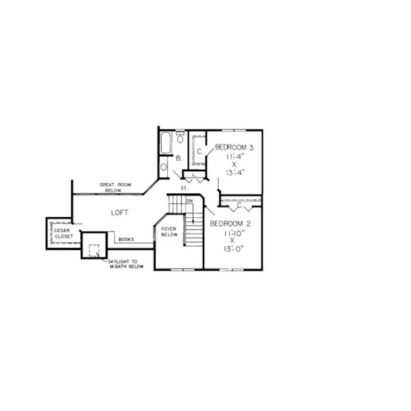 Southern House Plan Second Floor - Allena Tudor Style Home 038D-0224 - Search House Plans and More