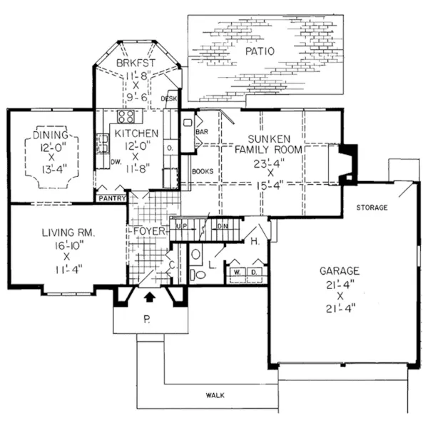 Southern House Plan First Floor - Antoine Bluff Tudor Style Home 038D-0228 - Search House Plans and More