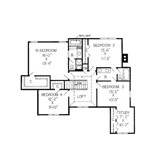 Southern House Plan Second Floor - Antoine Bluff Tudor Style Home 038D-0228 - Search House Plans and More