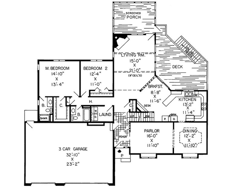 Southern House Plan First Floor - Oak Hollow Contemporary Home 038D-0231 - Shop House Plans and More