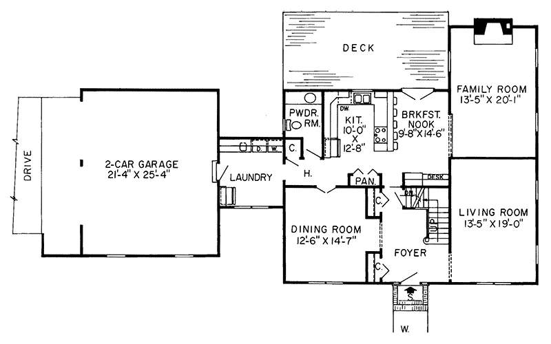 Early American House Plan First Floor - Myrtle Wood Colonial Home 038D-0233 - Shop House Plans and More