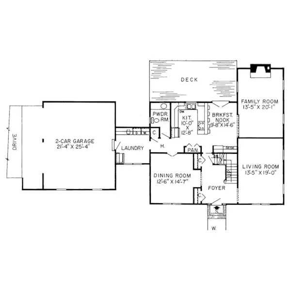 Early American House Plan First Floor - Myrtle Wood Colonial Home 038D-0233 - Shop House Plans and More