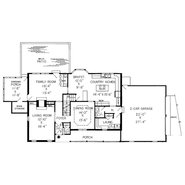 Country House Plan First Floor - Edmore Farm Home 038D-0236 - Search House Plans and More